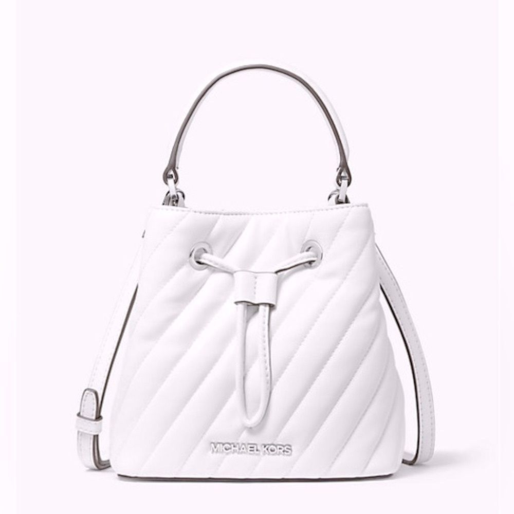 MICHAEL KORS Suri Small Quilted Vegan Leather Crossbody Bag in Optic White
